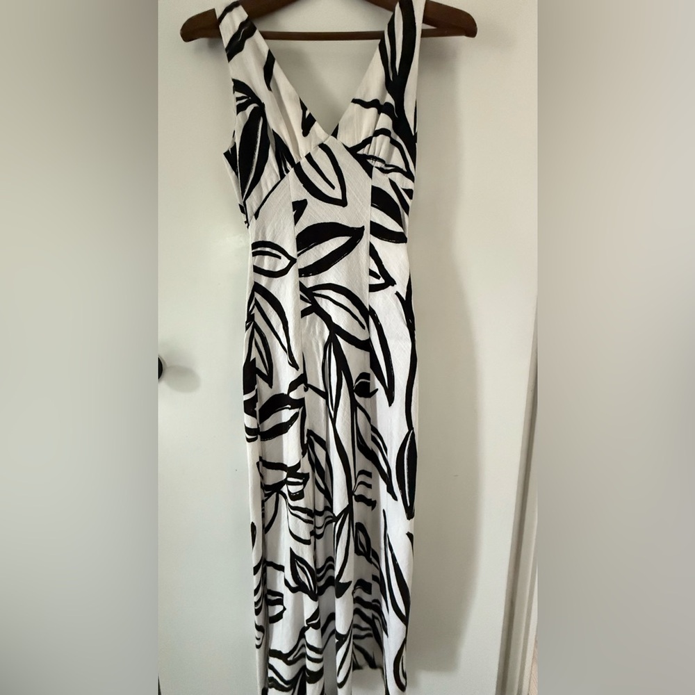 PAPER HEART Black and White Leaf Print Dress